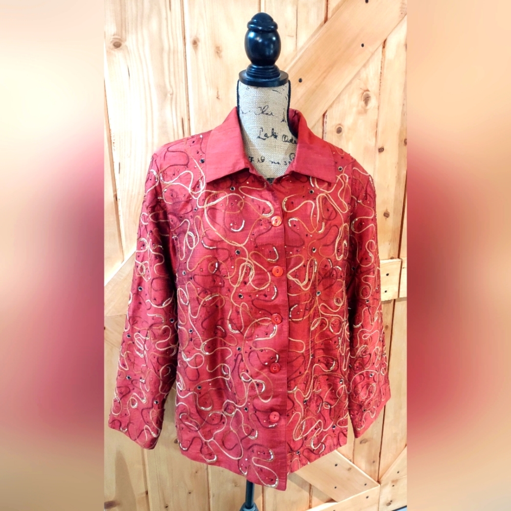 Silk embroidered and beaded jacket